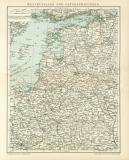 Westrussland Ostseeprovinzen Karte Lithographie 1897...