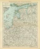 Westrussland Ostseeprovinzen Karte Lithographie 1899...