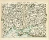 Südrussland Krim und Taurien historische Landkarte Lithographie ca. 1897