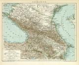Kaukasien historische Landkarte Lithographie ca. 1892