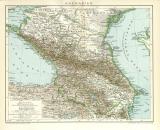 Kaukasien Karte Lithographie 1898 Original der Zeit