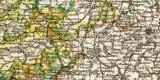 Königreich Sachsen Provinz Sachsen südlicher Teil und Thüringische Staaten historische Landkarte Lithographie ca. 1892