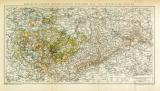 Königreich Sachsen Provinz Sachsen südlicher Teil und Thüringische Staaten historische Landkarte Lithographie ca. 1896