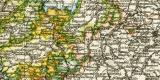 Königreich Sachsen Provinz Sachsen südlicher Teil und Thüringische Staaten historische Landkarte Lithographie ca. 1897