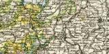 Königreich Sachsen Thüringen Karte Lithographie...
