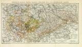 Königreich Sachsen Provinz Sachsen südlicher Teil und Thüringische Staaten historische Landkarte Lithographie ca. 1901