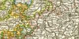 Königreich Sachsen Provinz Sachsen südlicher Teil und Thüringische Staaten historische Landkarte Lithographie ca. 1901
