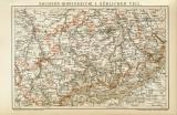 Köngreich Sachsen Süd Karte Lithographie 1896...