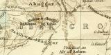 Sahara historische Landkarte Lithographie ca. 1899
