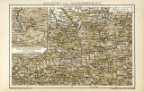 Salzburg und Salzkammergut historische Landkarte Lithographie ca. 1892