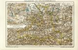 Salzburg und Salzkammergut historische Landkarte Lithographie ca. 1898