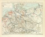 Die Schiffahrtsstrassen des Deutschen Reiches historische Landkarte Lithographie ca. 1897