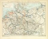 Die Schiffahrtsstrassen des Deutschen Reiches historische Landkarte Lithographie ca. 1899