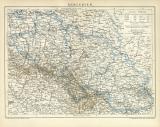 Schlesien historische Landkarte Lithographie ca. 1892