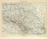 Schlesien historische Landkarte Lithographie ca. 1896