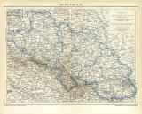 Schlesien Karte Lithographie 1898 Original der Zeit