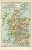Schottland historische Landkarte Lithographie ca. 1892