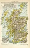 Schottland historische Landkarte Lithographie ca. 1900