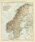 Schweden und Norwegen historische Landkarte Lithographie ca. 1892