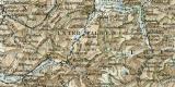 Die Schweiz historische Landkarte Lithographie ca. 1898
