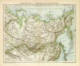 Sibirien I. Karte Lithographie 1901 Original der Zeit