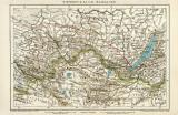 Sibirien II. Altai Baikalsee historische Landkarte Lithographie ca. 1892