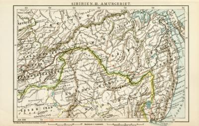 Sibirien III. Amurgebiet historische Landkarte Lithographie ca. 1896