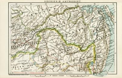 Sibirien III. Amurgebiet historische Landkarte Lithographie ca. 1898