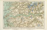 Sognefjord historische Landkarte Lithographie ca. 1899