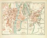 Stettin und Umgebung historischer Stadtplan Karte Lithographie ca. 1897