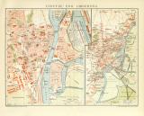 Stettin und Umgebung historischer Stadtplan Karte Lithographie ca. 1900