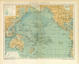 Stiller Ocean historische Landkarte Lithographie ca. 1896