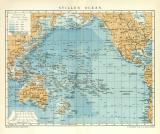 Stiller Ozean Karte Lithographie 1897 Original der Zeit