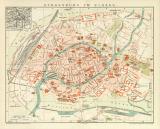 Strassburg im Elsass historischer Stadtplan Karte Lithographie ca. 1898