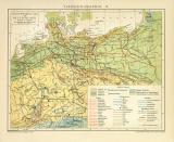 Tiergeographie II. Deutschland Karte Lithographie 1900...