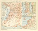 Triest Fiume und Pola historischer Stadtplan Karte Lithographie ca. 1900