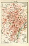 Turin historischer Stadtplan Karte Lithographie ca. 1892