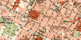 Turin Stadtplan Lithographie 1892 Original der Zeit