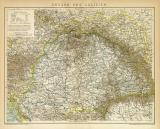 Ungarn und Galizien historische Landkarte Lithographie ca. 1896