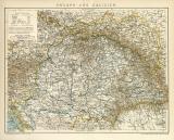 Ungarn & Galizien Karte Lithographie 1897 Original...