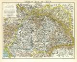 Ungarn und Galizien historische Landkarte Lithographie ca. 1898
