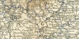 Ungarn und Galizien historische Landkarte Lithographie ca. 1899