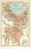 Valparaiso und Santiago historischer Stadtplan Karte Lithographie ca. 1892