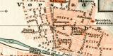Valparaiso und Santiago historischer Stadtplan Karte Lithographie ca. 1892