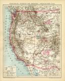 USA Westlicher Teil Karte Lithographie 1892 Original der...