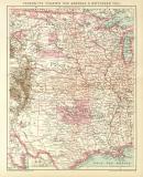 USA Mittlerer Teil Karte Lithographie 1892 Original der Zeit