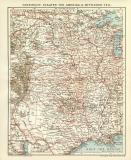 USA Mittlerer Teil Karte Lithographie 1897 Original der Zeit