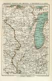 Vereinigte Staaten von Amerika V. Wisconsin und Illinois historische Landkarte Lithographie ca. 1892