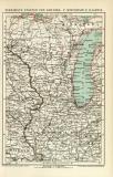 Vereinigte Staaten von Amerika V. Wisconsin und Illinois historische Landkarte Lithographie ca. 1900