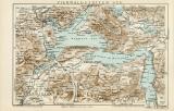 Vierwaldstätter See historische Landkarte Lithographie ca. 1897